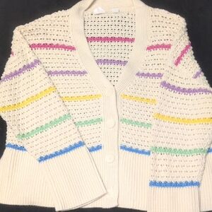 GAP Kids Cream Cardigan with Colorful Stripes